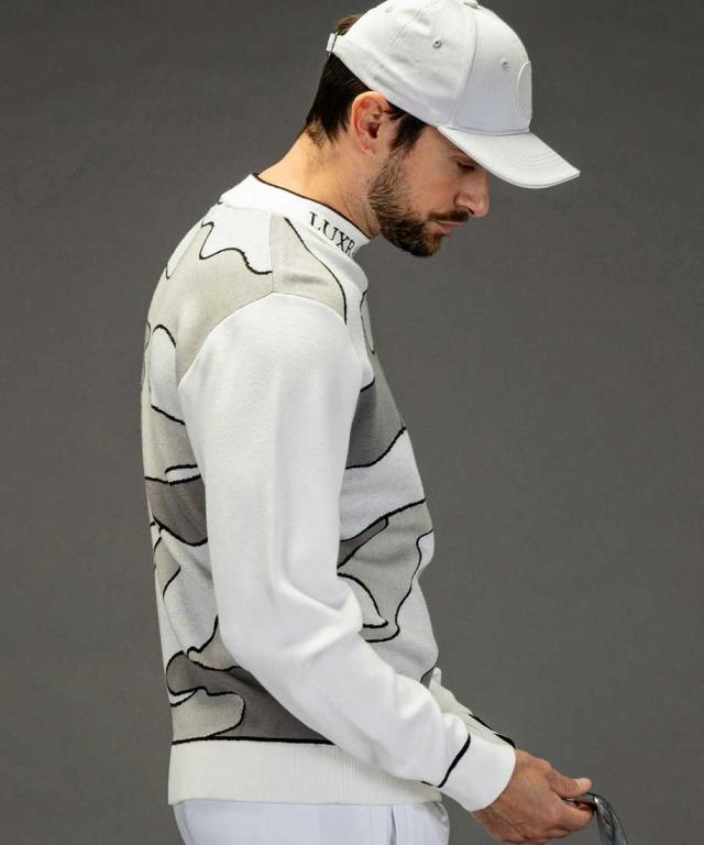 リュクスエイケイエムプラス（LUXEAKMPLUS）/LUXEAKMPLUSゴルフ ラインカモ長袖ニット