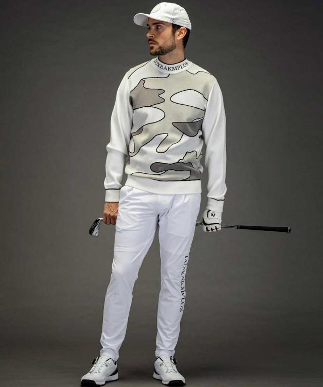 リュクスエイケイエムプラス（LUXEAKMPLUS）/LUXEAKMPLUSゴルフ ラインカモ長袖ニット