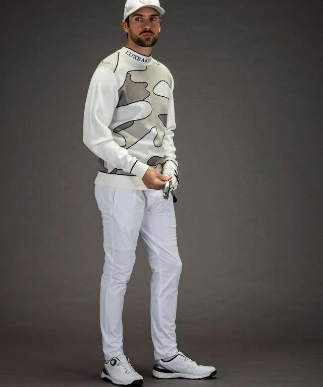 リュクスエイケイエムプラス（LUXEAKMPLUS）/LUXEAKMPLUSゴルフ ラインカモ長袖ニット