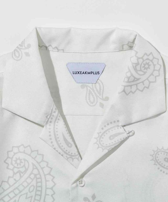 リュクスエイケイエムプラス（LUXEAKMPLUS）/LUXEAKMPLUS リネンタッチペイズリーオープンカラーシャツ_17