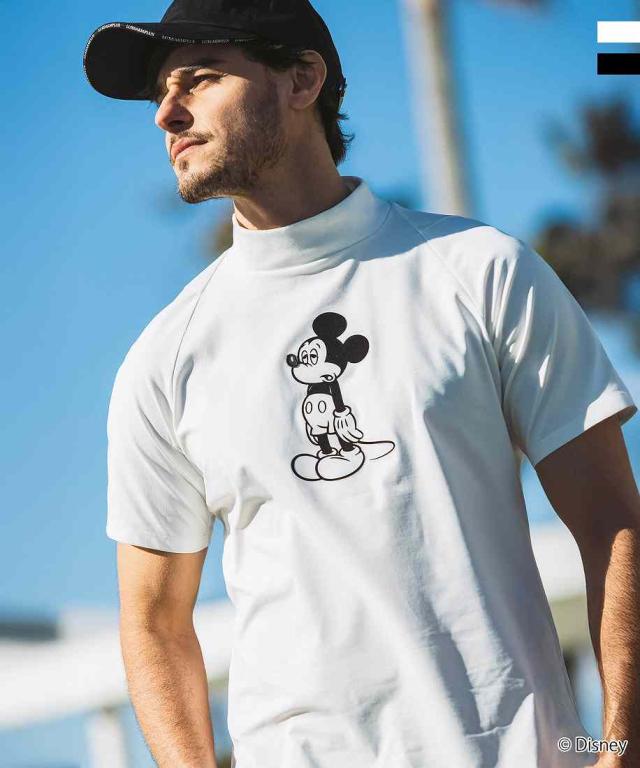 リュクスエイケイエムプラス（LUXEAKMPLUS）/LUXEAKMPLUS ゴルフ【ミッキーマウス】アンニュイフェイスモックネック半袖Tシャツ
