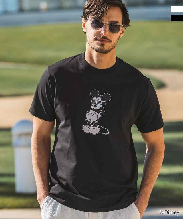 リュクスエイケイエムプラス（LUXEAKMPLUS）/LUXEAKMPLUS ゴルフ【ミッキーマウス】ラインストーンサングラス半袖Tシャツ