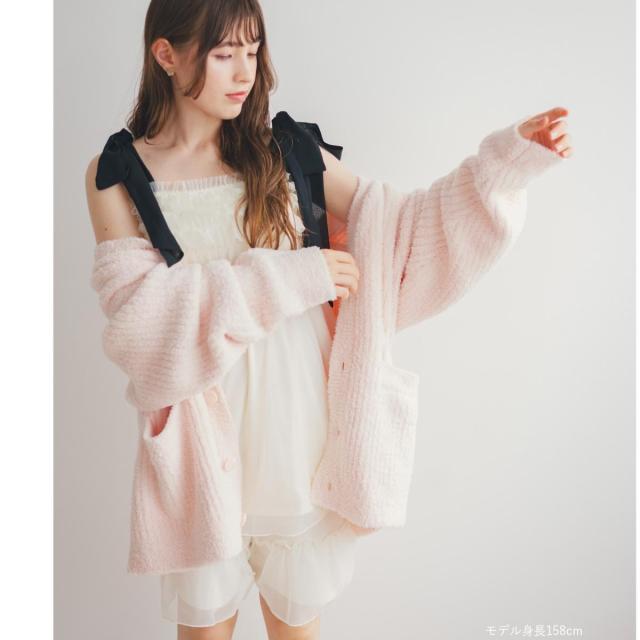 フランデランジェリー（fran de lingerie）/ふわふわ＆さらさらの極上手触りユニセックスが嬉しい楽ちんニット 「パウダーもこ ガウン…