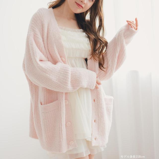 フランデランジェリー（fran de lingerie）/ふわふわ＆さらさらの極上手触りユニセックスが嬉しい楽ちんニット 「パウダーもこ ガウン…