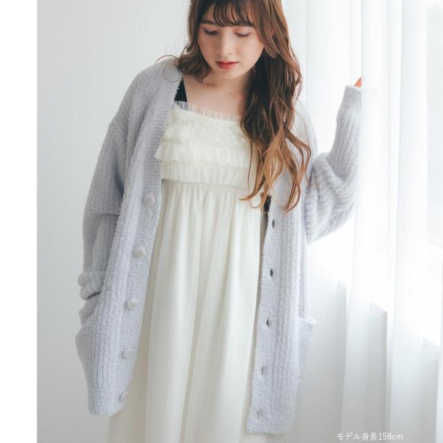 フランデランジェリー（fran de lingerie）/ふわふわ＆さらさらの極上手触りユニセックスが嬉しい楽ちんニット 「パウダーもこ ガウン…