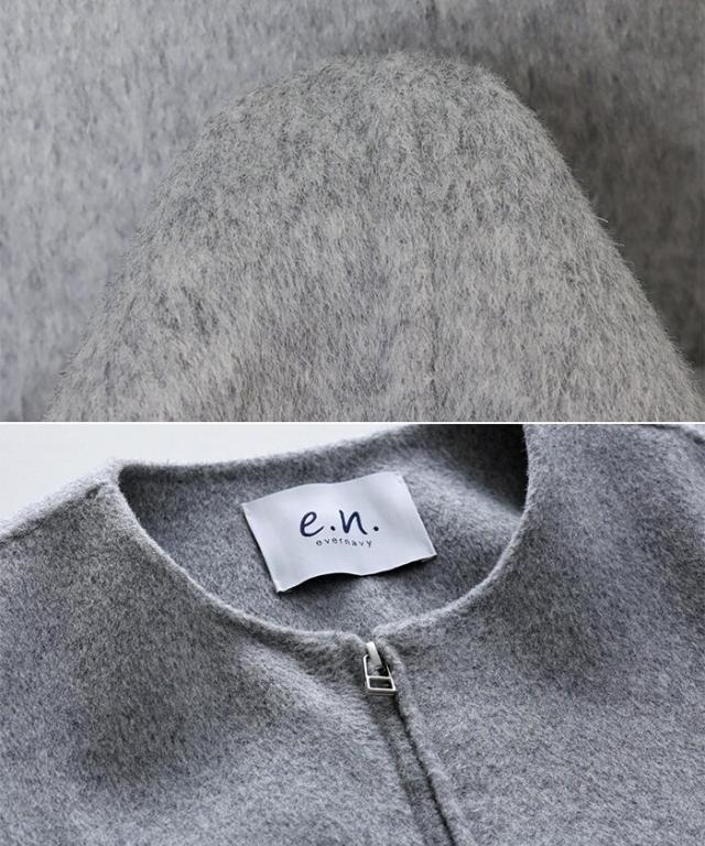 エバーネイビー ウールリバーショートコート ライドグレー evernavy