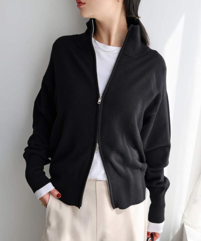 アンドミー（andme）/ダブルジップ ウール ニット ブルゾン evernavy エバーネイビーの通販は