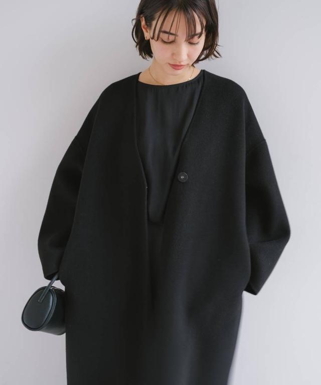 エバーネイビー（evernavy）/ノーカラー リバー コクーン コート evernavy エバーネイビー