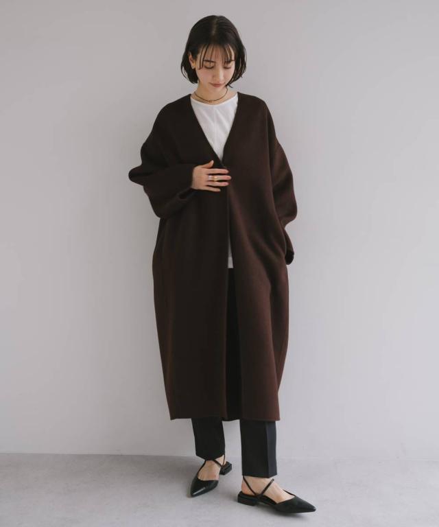 エバーネイビー（evernavy）/ノーカラー リバー コクーン コート evernavy エバーネイビー_2