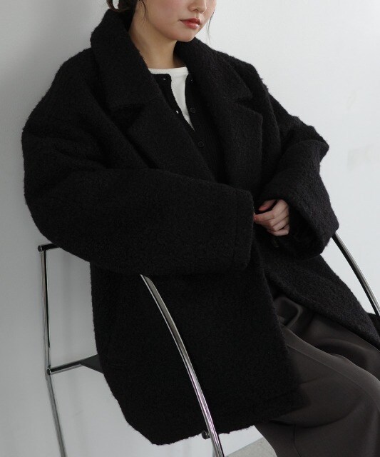 フリージア（Freesia）/ミドル丈 ボア テーラード コート【無地/チェック柄】Freesia フリージア