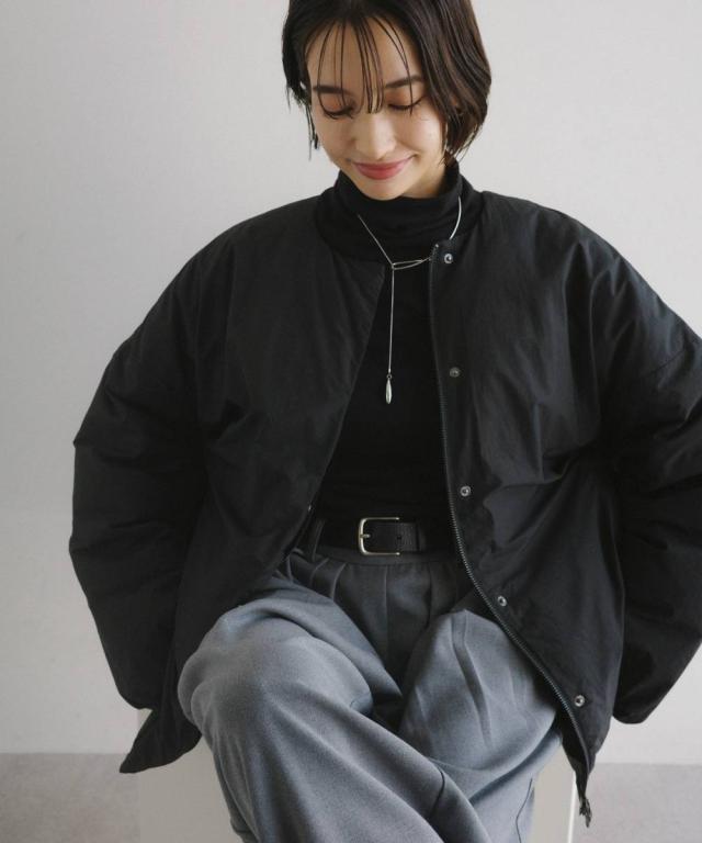 エバーネイビー（evernavy）/ノーカラー サイドジップ ダウンジャケット evernavy エバーネイビー