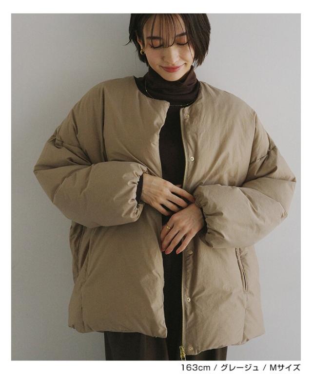 エバーネイビー（evernavy）/ノーカラー サイドジップ ダウン