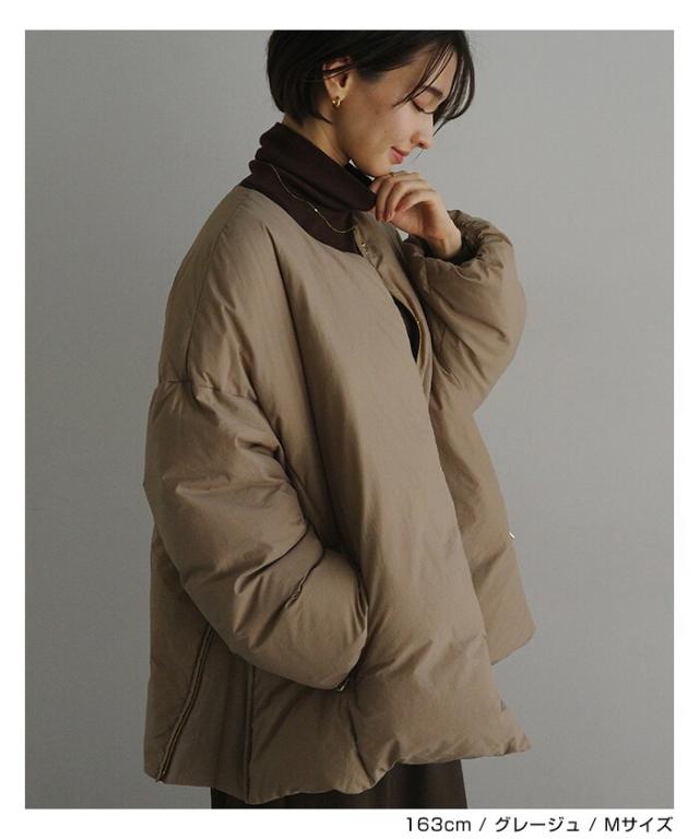 evernavy エバーネイビー ダウンコート ベージュ ドルマン サイドジップ ダウンジャケット evernavy エバーネイビー