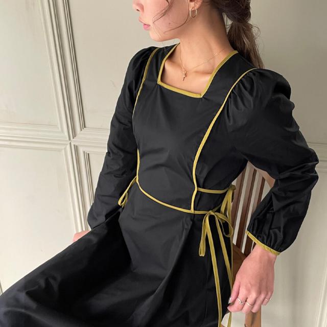 ジュノア/パイピングサイドリボンワンピースの通販は 5,262円