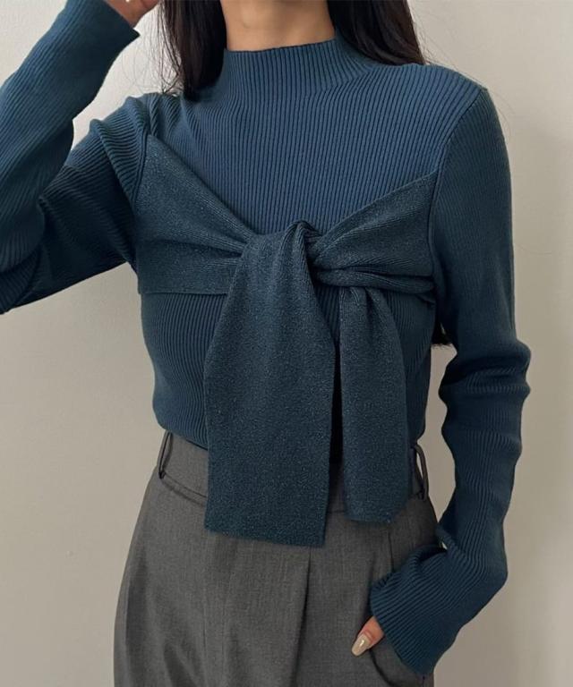 ジュノア（JUNOAH）/リボンドッキングリブトップスの通販は 7,759円