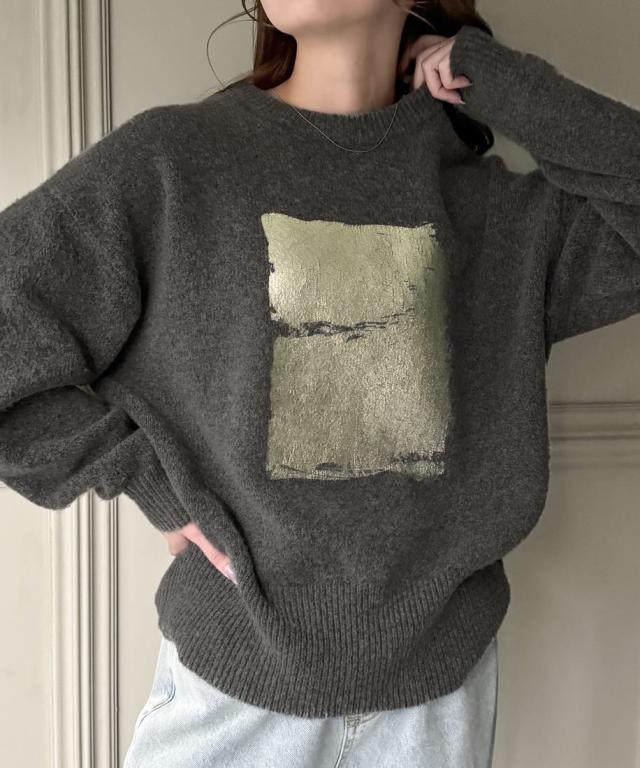 ジュノア（JUNOAH）/箔プリントニットの通販は 6,673円