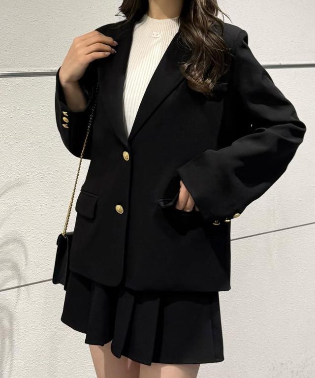 ジュノア（JUNOAH）/【肩パッド入り】金ボタンテーラードジャケット＋プリーツショートパンツset