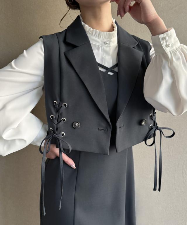 【common unique】IU着用 Frin Mix Frill Flare Mini One Piece common unique】IU着用 Frin Mix Frill Flare Mini One Piece