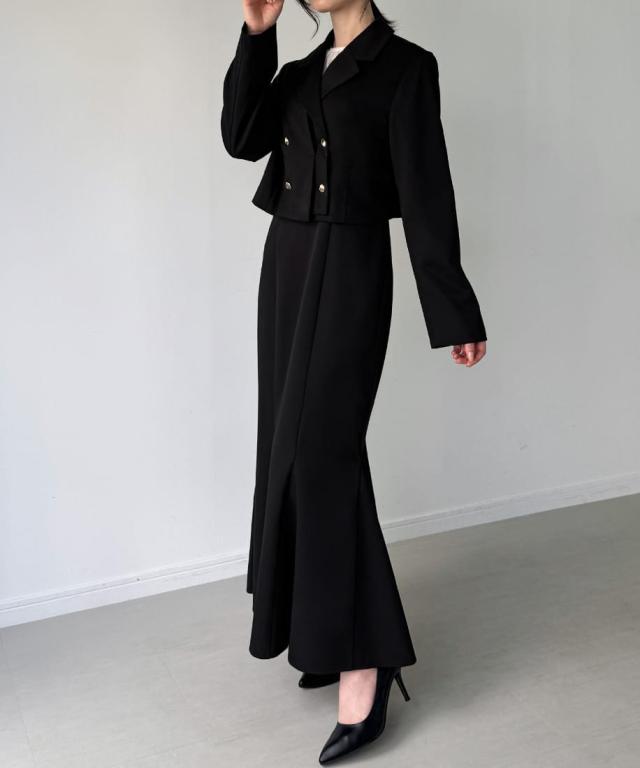 ジュノア（JUNOAH）/レイヤードデザインショートジャケット＋マーメイドキャミワンピースset(薄手、裏地なし)