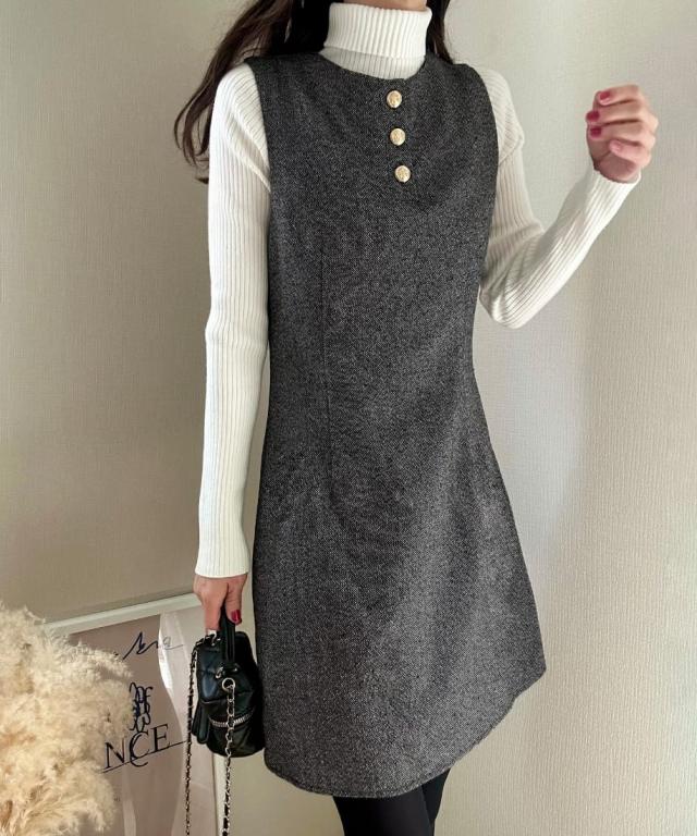 ラウアー（LAUIR）/ミックスツイードミニワンピースニットトップスセット