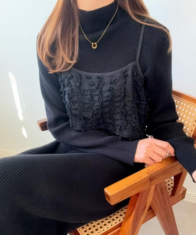 【NEW】ラウアー（LAUIR）/ニットワンピースシャギービスチェセット