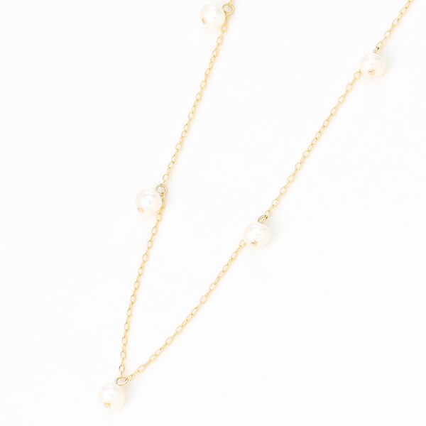 プリュボン（plusbon）/淡水パール5粒ステーションネックレス