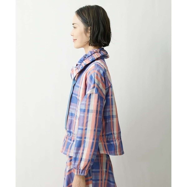 ミッシェルクラン/[小さいサイズ]チェックジャカードショートブルゾン（セットアップ対応/オリジナル素材） ミッシェルクラン/[小さいサイズ]チェックジャカードショートブルゾン