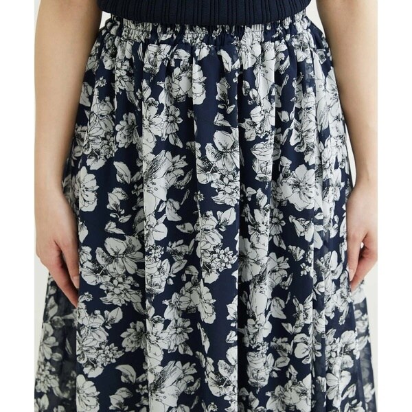 MK ミッシェルクラン/【小さいサイズ】ラインフラワープリントスカート