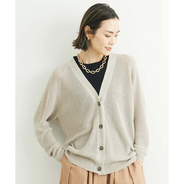 ミッシェルクラン/[小さいサイズ]ホールガーメント(R)フレンチリネンVネックカーディガン
