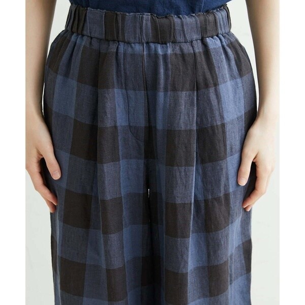 ジャンニ・ロ・ジュディチェ/先染めリネンブロックチェックパンツの