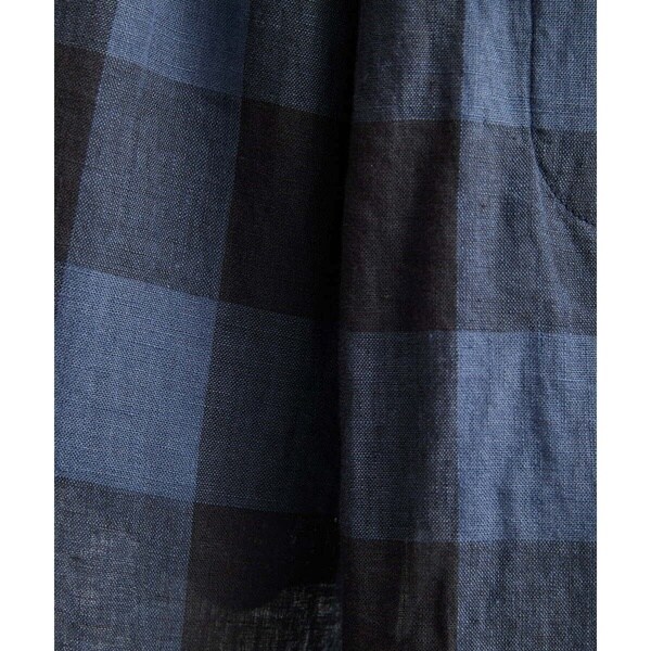 ジャンニ・ロ・ジュディチェ/先染めリネンブロックチェックパンツの