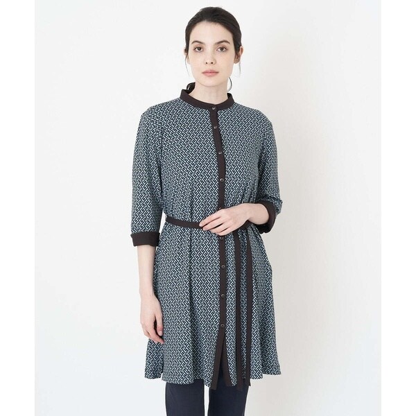 美品◇マックスマーラ ジオメトリック 総柄 ベルト付 ノースリ