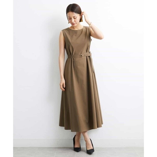 ミッシェルクラン（MICHEL KLEIN）/[小さいサイズ]リネンライクツイルロングフレアワンピース_2