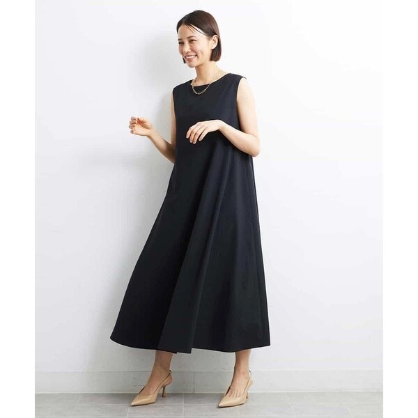 ミッシェルクラン（MICHEL KLEIN）/[小さいサイズ]リネンライクツイルロングフレアワンピース_3