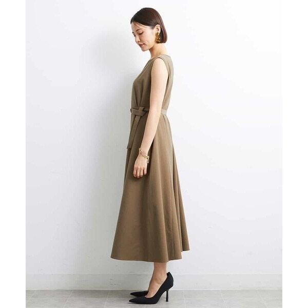 ミッシェルクラン（MICHEL KLEIN）/[小さいサイズ]リネンライクツイルロングフレアワンピース_5