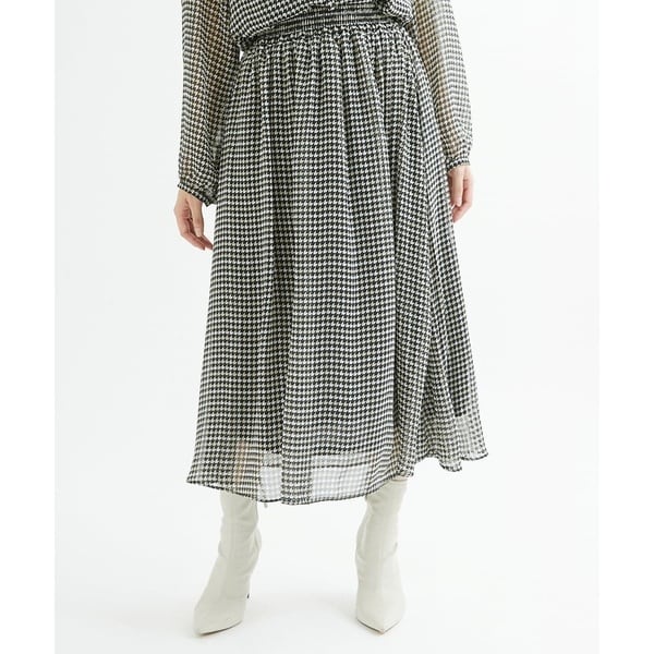 MK ミッシェルクラン（MK MICHEL  ）/【小さいサイズ】クラシカル千鳥プリントスカート/丈の長さが選べる/洗える