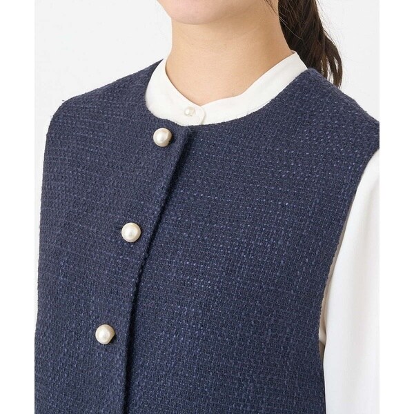 MK ミッシェルクラン（MK MICHEL KLEIN ）/【小さいサイズ】パール調釦デザインツイードベスト/洗える_10