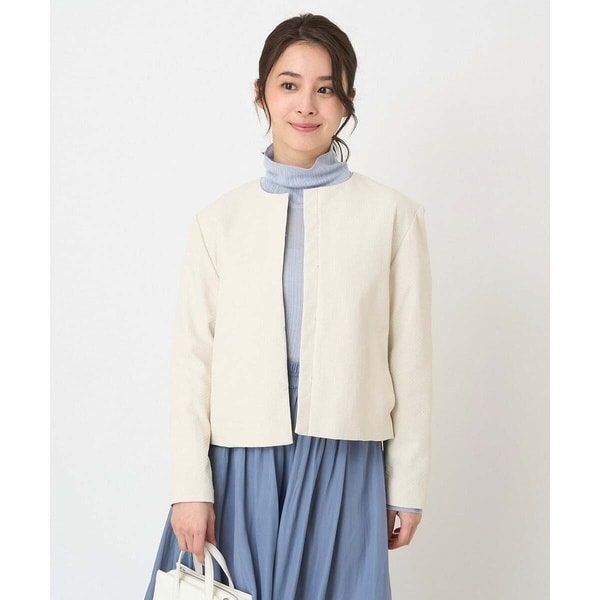 MK ミッシェルクラン（MK MICHEL  ）/【小さいサイズ】ダイヤキルトジャガードノーカラーブルゾン/洗える