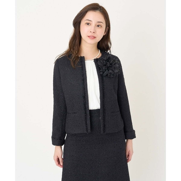 ミッシェルクラン（MICHEL ）/[小さいサイズ]ファンシーツイードノーカラージャケット(セットアップ対応)