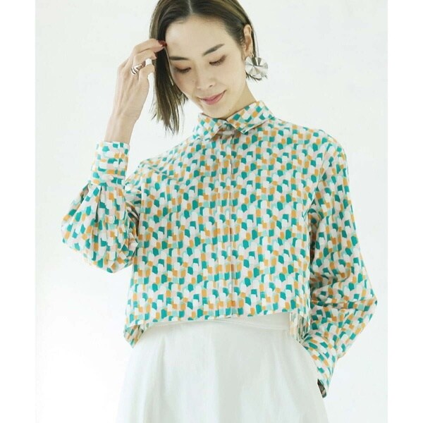 ミッシェルクラン（MICHEL ）/[小さいサイズ]マルチキカプリントシャツブラウス（オリジナルプリント）