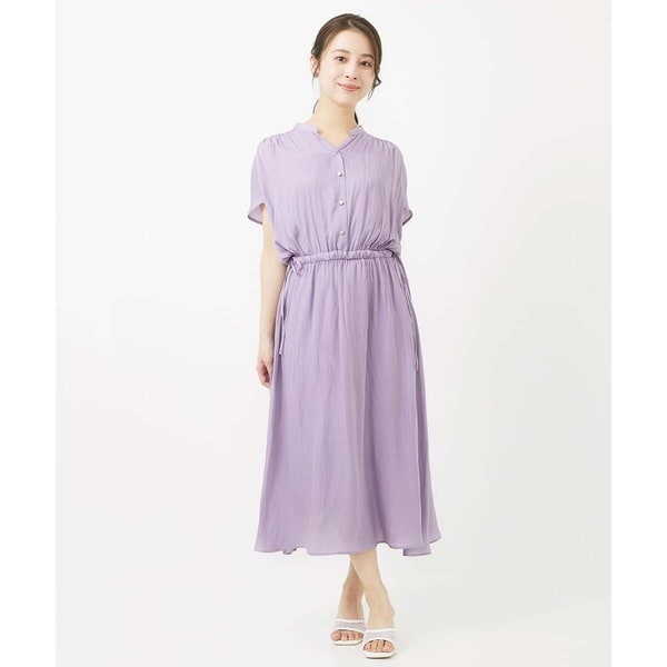 MK ミッシェルクラン（MK MICHEL  ）/【小さいサイズ】ウエストリボンデザインサテン地ワンピース/接触冷感/洗える