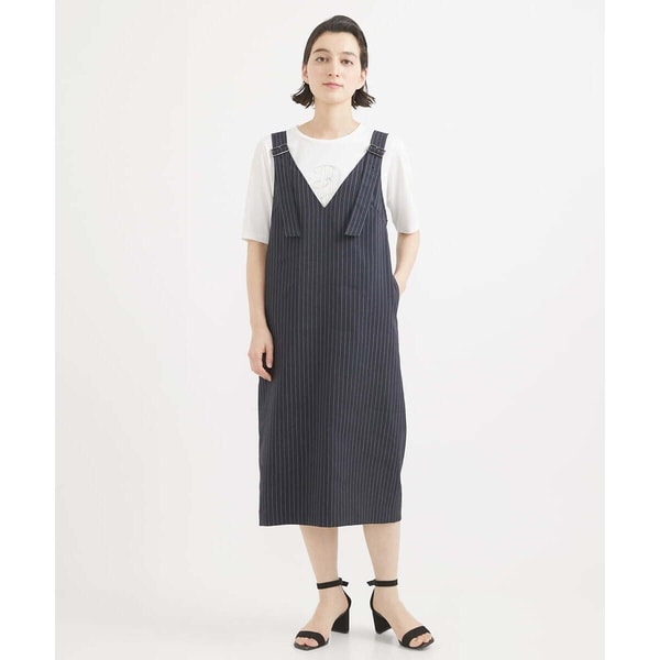 ジョルジュ・レッシュ（ES RECH）/[日本製/セットアップ対応]リネンピンストライプジャンパースカート