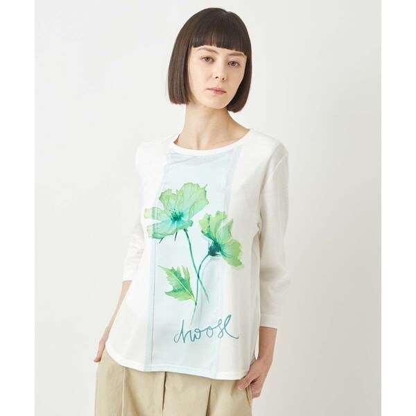 ヒロコビス（hirokobis）/【小さいサイズ】ウォーターカラーフラワープリントカットソー