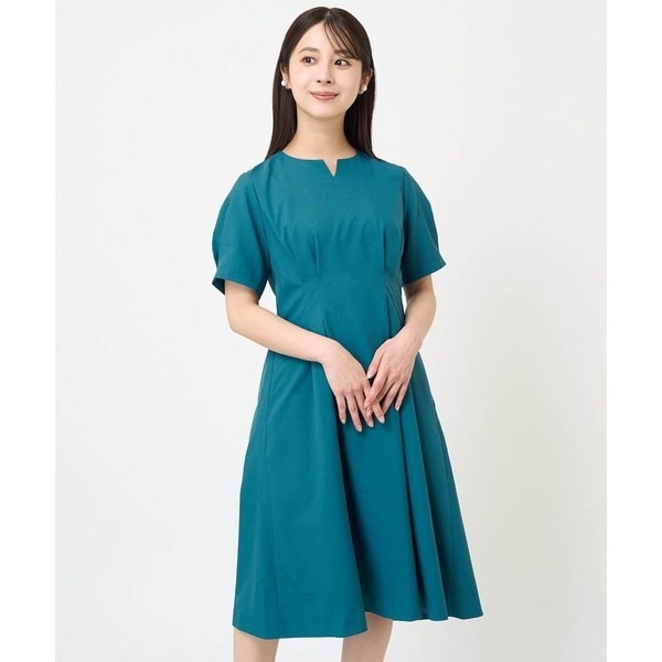 MK ミッシェルクラン（MK MICHEL  ）/【小さいサイズ】ウエストタックキーネックワンピース/洗える