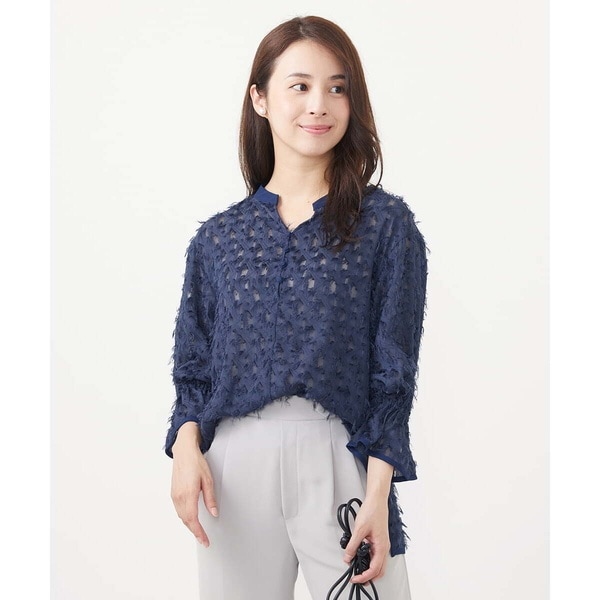 MK ミッシェルクラン（MK MICHEL  ）/【小さいサイズ】フリンジカットジャガードブラウス/洗える