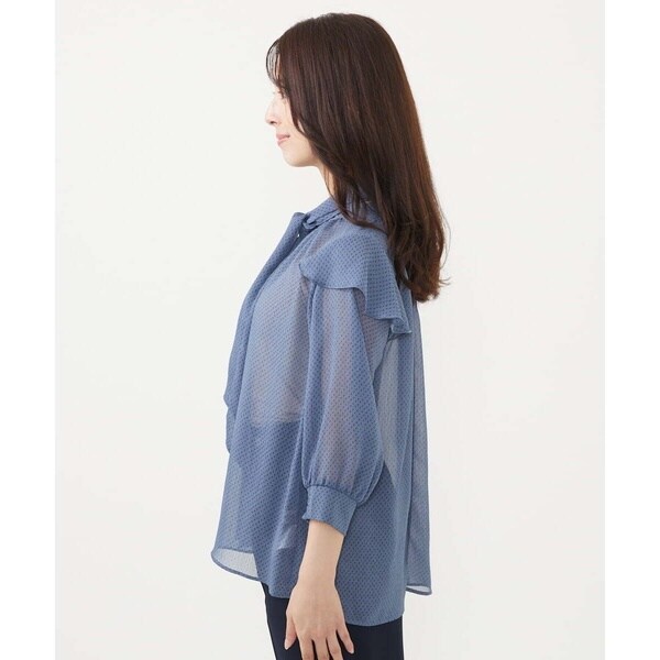 MK ミッシェルクラン（MK MICHEL KLEIN ）/【小さいサイズ】ボウタイ付きドット柄シアーブラウス/洗える_6