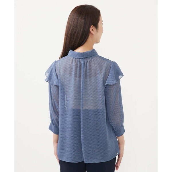 MK ミッシェルクラン（MK MICHEL KLEIN ）/【小さいサイズ】ボウタイ付きドット柄シアーブラウス/洗える_7