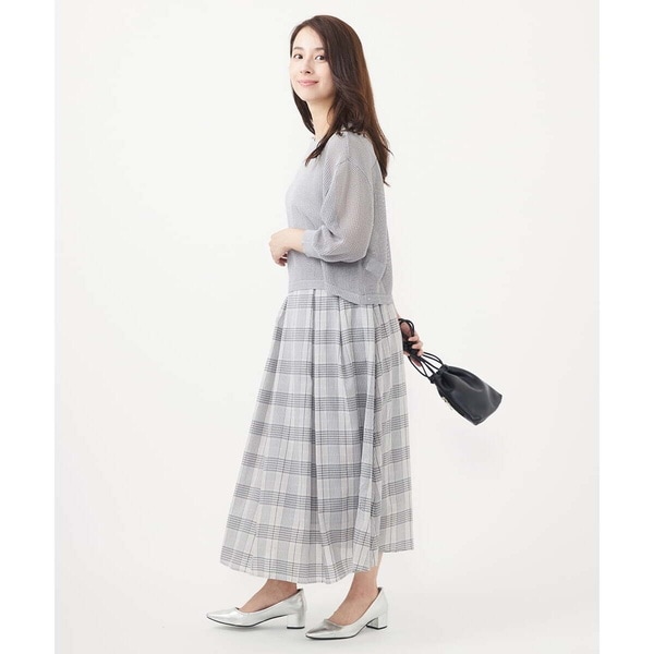 MK ミッシェルクラン（MK MICHEL  ）/【小さいサイズ】シアードビーチェックフレアスカート/洗える MK ミッシェルクラン（MK MICHEL KLEIN ）/【小さいサイズ】シアード