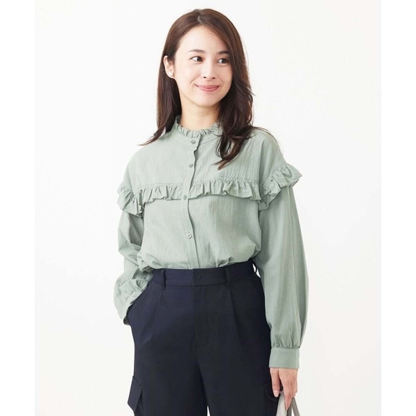MK ミッシェルクラン（MK MICHEL  ）/【小さいサイズ】ナチュラルコットンフリルデザインシャツブラウス/洗える