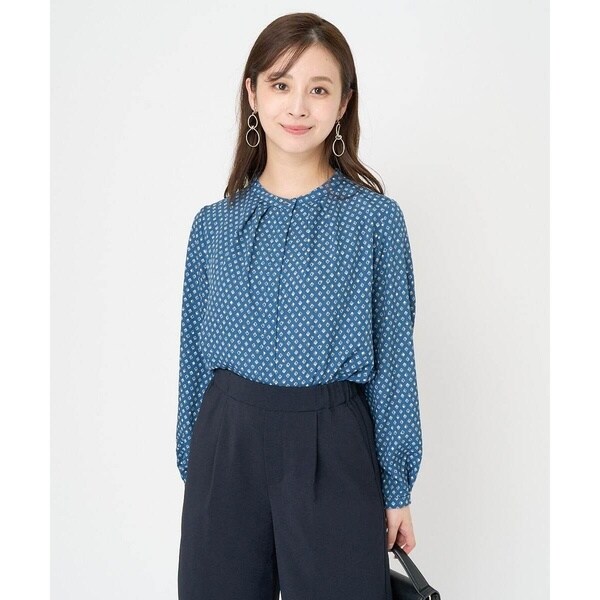 MK ミッシェルクラン（MK MICHEL KLEIN ）/【小さいサイズ】ランダムダイヤ柄フロントタックブラウス/洗える 9,240円